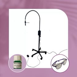   Lampa LED UV OrgaMo Chance + OrgaMo Ochelari de protecție profesionali cu filtru UV + EyeCare serum (1 ml)