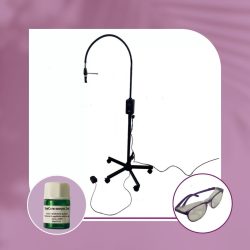   Lampa LED UV OrgaMo Chance + OrgaMo Ochelari de protecție profesionali cu filtru UV + EyeCare serum (2 ml)