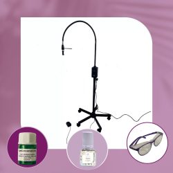   Lampa LED UV OrgaMo Chance + OrgaMo Ochelari de protecție profesionali cu filtru UV + EyeCare serum (2 ml) + UV adeziv "NEXT" pentru extensii gene